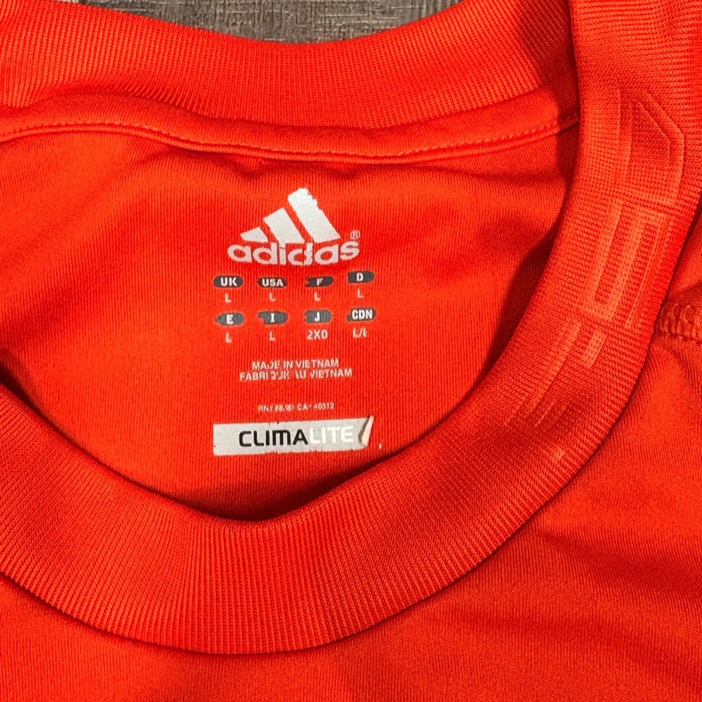 Adidas Men's Bright Orange Tee with Gold Accents - Picture 2 of 3